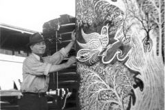 OPS_22-005A. Tom Stefopoulos and the Lovejoy Columns, about 1950. Photo by Joan Peacock.