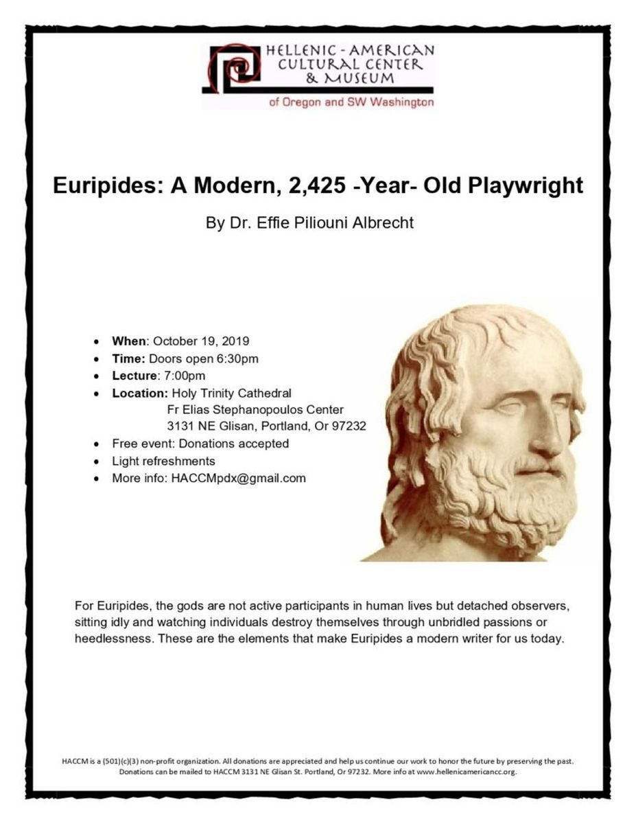 Lecture Euripides Ancient Greek Theater Playwright Hellenic